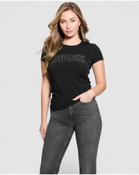 GUESS - Crew Neck Short Sleeve Logo Lace T-Shirt