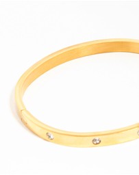 Lovisa - Waterproof Gold Plated Stainless Steel Diamante Hinged Bangle