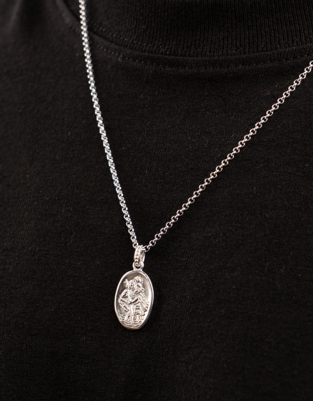 Dower & Hall - Men's St. Christopher Talisman Necklace In Sterling Silver