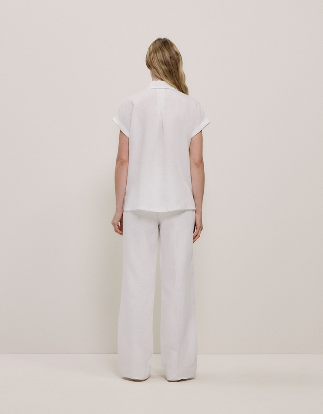 Trenery - Linen Cap Sleeve Shirt in White