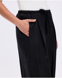 Minima Esenciales - Saffi Mid Rise Wide Leg Linen Pants