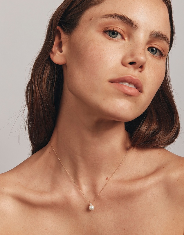 Michael Hill - Cultured Freshwater Pearl and Diamond Pendant in 10kt Yellow Gold
