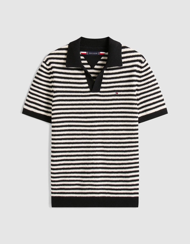 Tommy Hilfiger - Stripe Textured Knit Polo Shirt