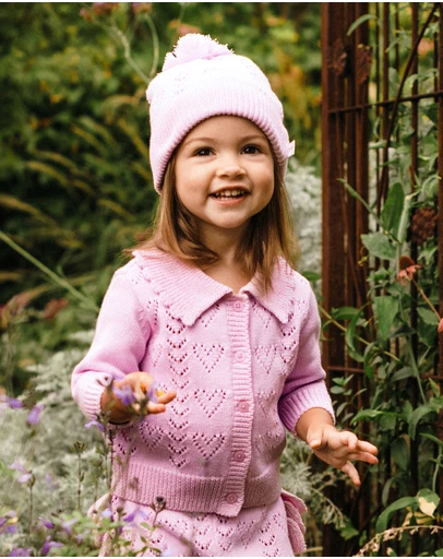 Fleur Harris - Heart Cardigan in Lilac