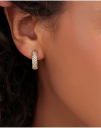 Elli Jewelry - Earrings Sparkling Crystal Creoles 925 Sterling Silver Gold-Plated