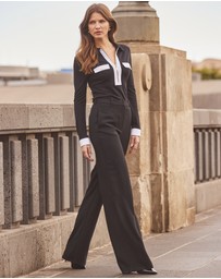 Sosandar - Contrast Trim Zip Detail Jersey Top
