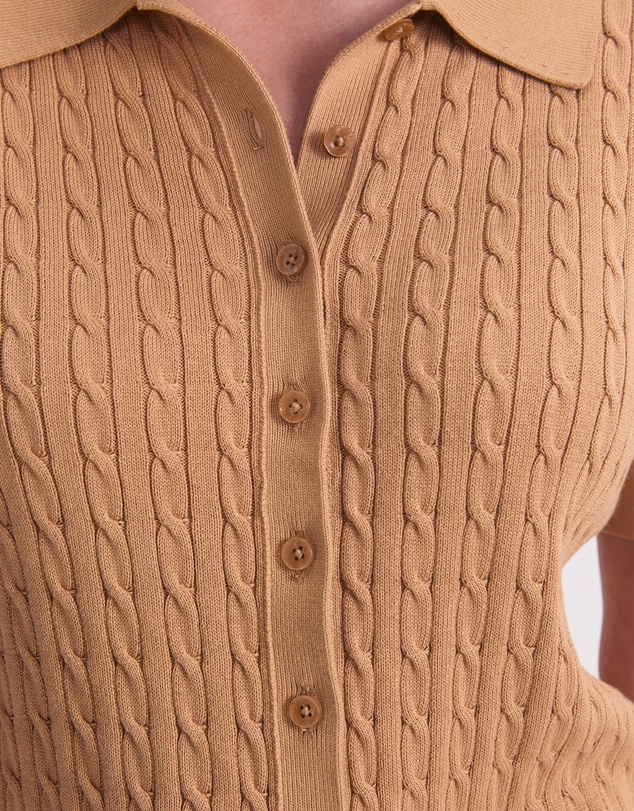 Sportscraft - Cotton Cable Short Sleeve Knit Top