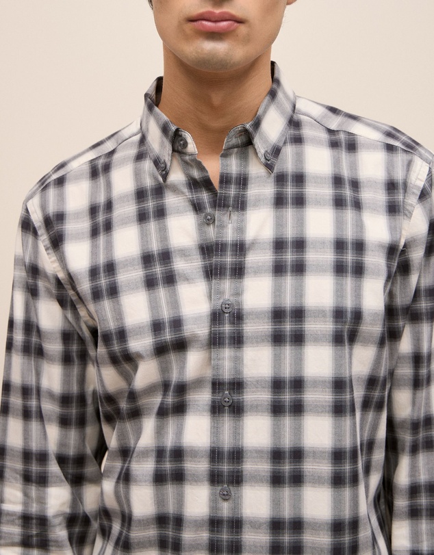 Trenery - Ombre Check Shirt in Charcoal