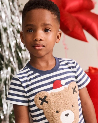 Huxbaby - Stripe Festive Huxbear Christmas Tee - Babies-Teens