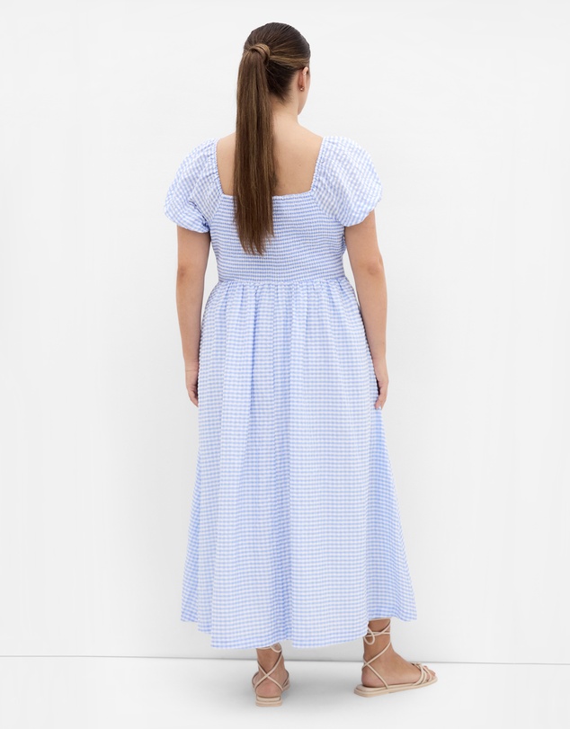 City Chic - Plus size Abbie Short Sleeve Gingham Dress - blue