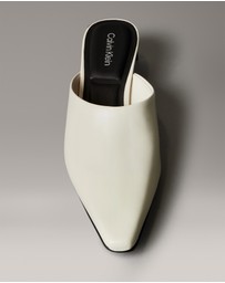Calvin Klein - Leather Kitten Heel Mules
