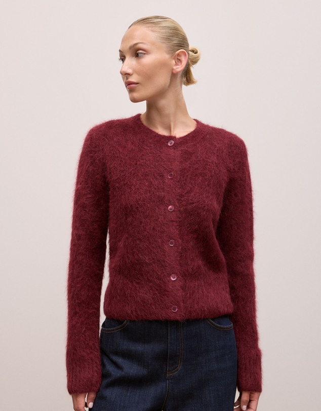 Trenery - Brushed Alpaca Button Through Cardigan in Red Mahogany