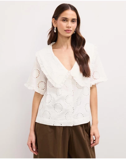 The Fated - Calista Broderie Blouse