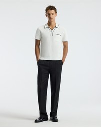 Calibre - Tipped Edge Open Neck Polo Ivory