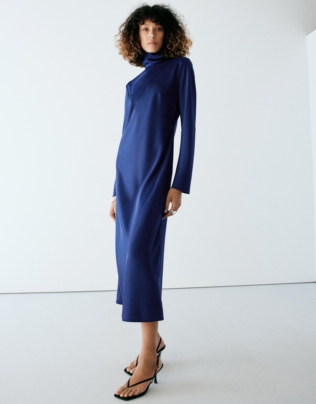 M.N.G - Satin High-Neck Dress