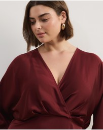 Atmos&Here Curvy - June Satin Split Sleeve Midi Dress