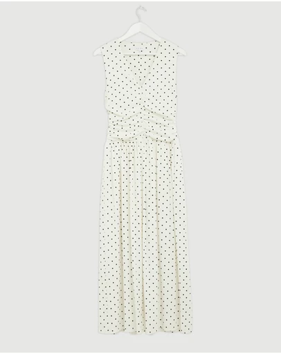 Revibe - Repaired AERE Lottie Spot Ruched Midi Dress - AU 12