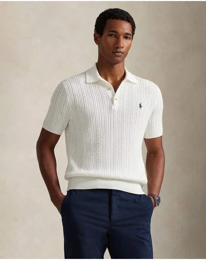 Polo Ralph Lauren - Cable-Knit Cotton Polo-Collar Sweater