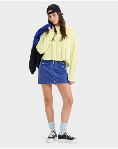Roxy - Womens Chloe Kim Mini Moto Denim Skirt
