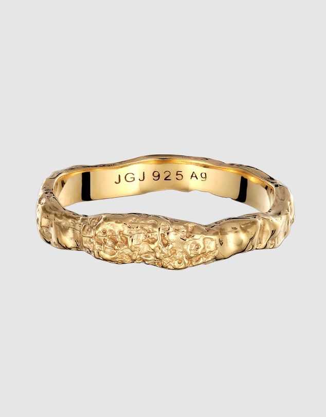 Elli Jewelry - Textured Band Ring in Gold-Plated 925 Silver