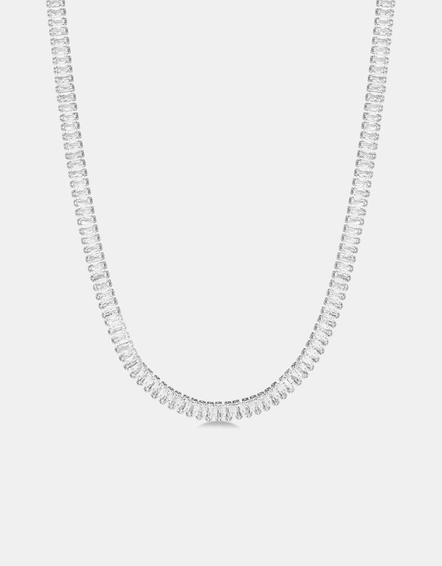 Mestige - Era Radiant Tennis Necklace - Silver Plated