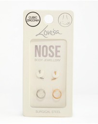 Lovisa - Mixed Metals Nose Stud & Spiral 4-Pack