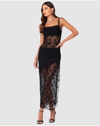 EDIKTED - Sheer Mesh & Lace Patchwork Maxi Dress