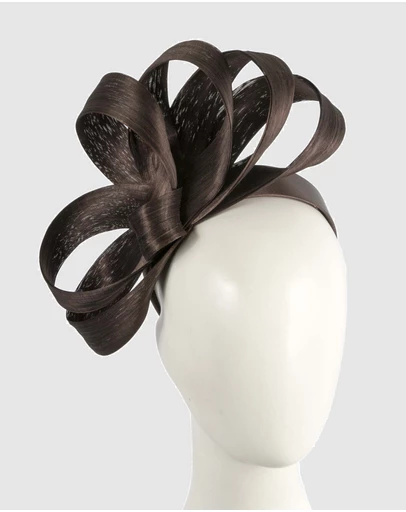 Fillies Collection - Brown Silk Abaca Loops Racing Fascinator