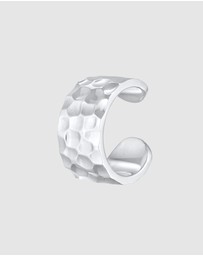 Kuzzoi - ICONIC EXCLUSIVE - Earrings Earcuff Wide Hammered Modern in 925 Sterling Silver