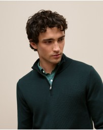 Trenery - Merino Half Zip in Pine Green