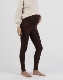 Angel Maternity - Basic Cotton Maternity Leggings In Chocolate Brown
