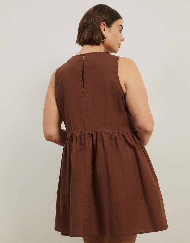 Atmos&Here Curvy - Hope Linen Blend Tiered Mini Dress