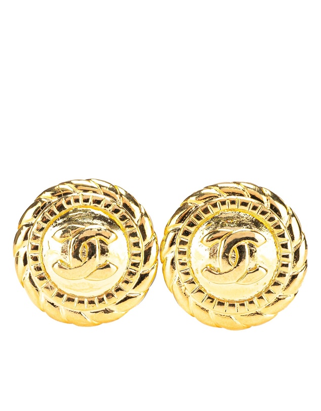 Pre-Loved by Azura Reborn - Pre-Loved Gold Plated CC Button Clip on Earrings