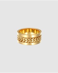 Elli Jewelry - Ring Band Chain Design Wide in 925 Sterling Silver Gold Plated