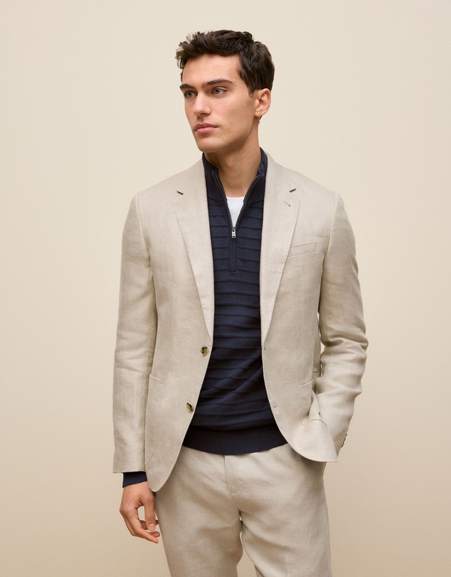 Trenery - Regular Fit Belgian Linen Blazer in Flax