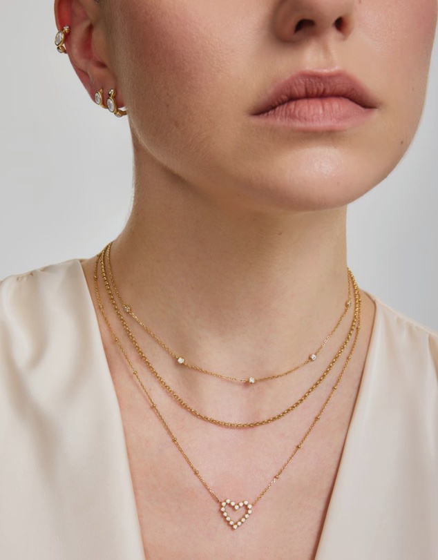 Ania Haie - Gold Bezel-Set Round Open Heart Necklace