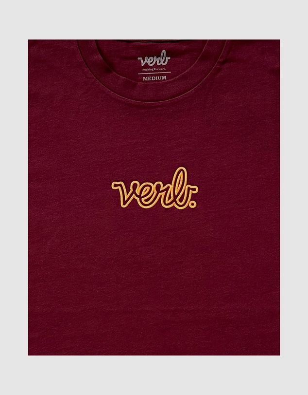 Verb - Verb Puffed Men Classic Logo 100% Cotton Skateboards Tshirt Burgundy