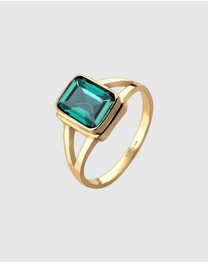 Elli Jewelry - Teal Quartz Ring in Gold-Plated 925 Silver