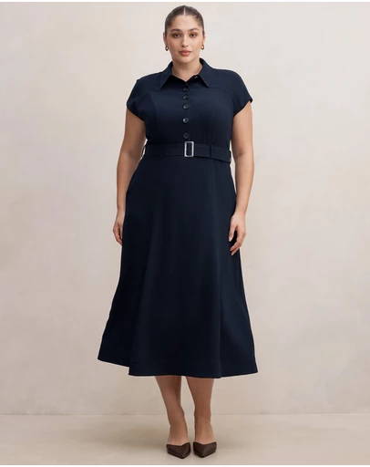 Forever New Curve - Elora Curve Crepe Shirt Dress