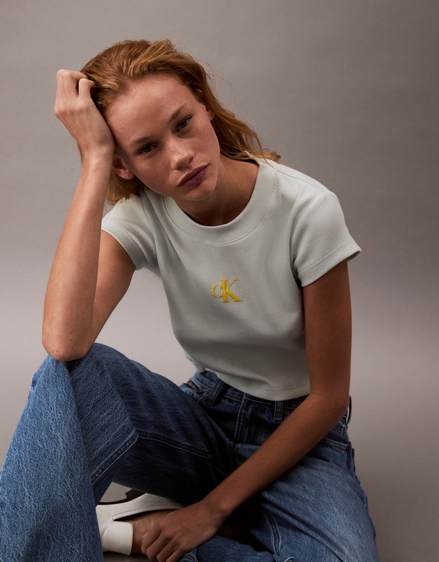 Calvin Klein Jeans - Monogram Logo Ribbed Baby Tee
