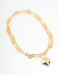 Lovisa - Gold Plated Heart Pendant Chain T & O Necklace