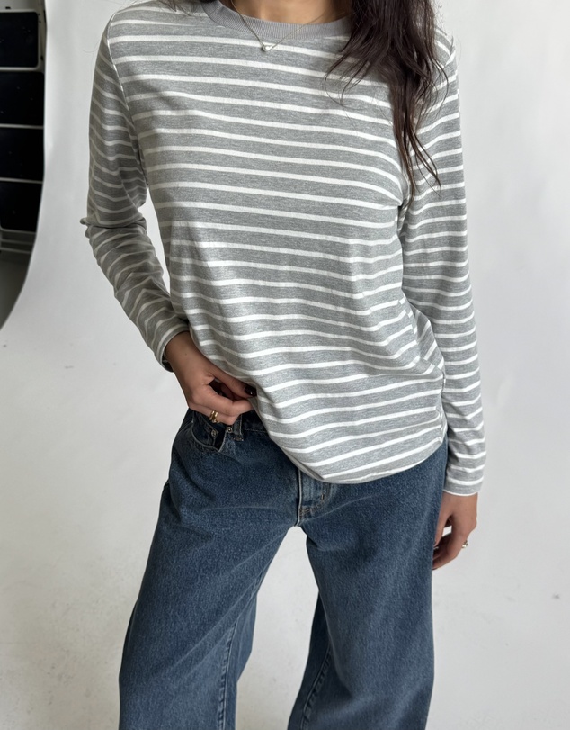 Dazie - Melrose Long Sleeve Stripe Boyfriend Tee