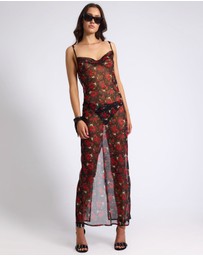ONE TEASPOON - Flower Jagger Slip Maxi Dress - Red