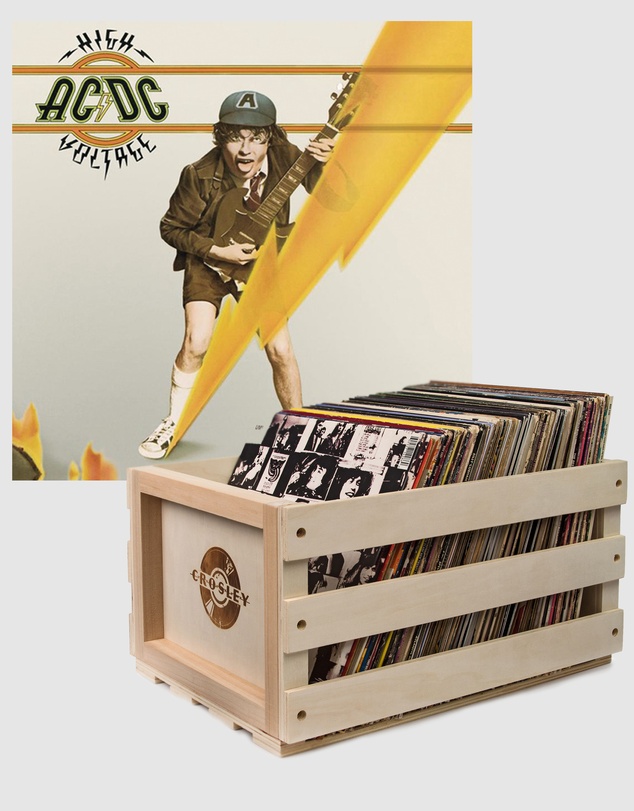 Sony Music - Crosley Record Storage Crate AC/DC High Voltage Vinyl Album Bundle