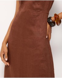 AERE - Cari Bead Detail Linen Midi Dress