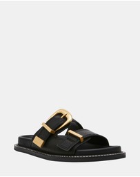Steve Madden - Arch Black Leather Sandals
