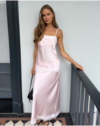 Atmos&Here - Paris Lace Satin Midi Skirt