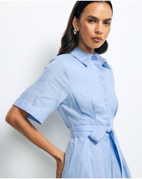 AERE - Orien Tuck Waist Linen Shirt Dress