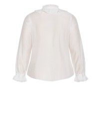 City Chic - Plus size Dakota Frill Top - ivory