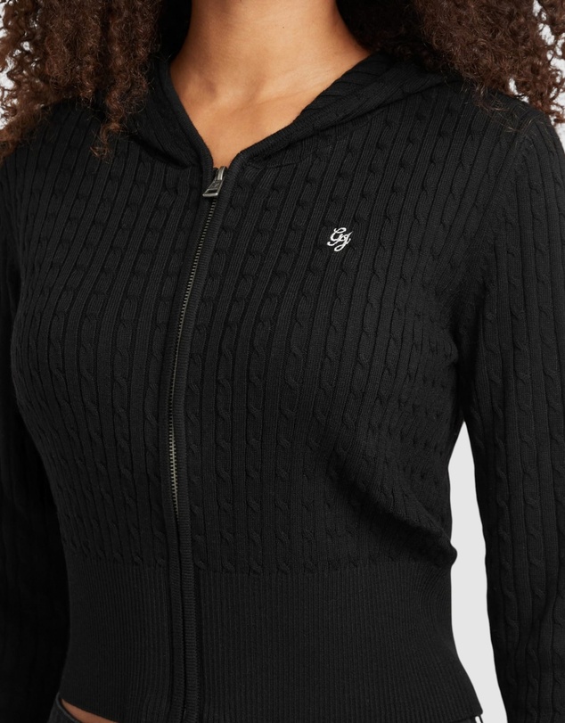 GUESS - GUESS JEANS Cable-Knit Hooded Cardigan